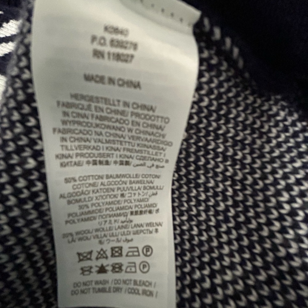 Boden Navy and White Fringed Jacquard Open Topper Cardigan - Picture 8 of 9